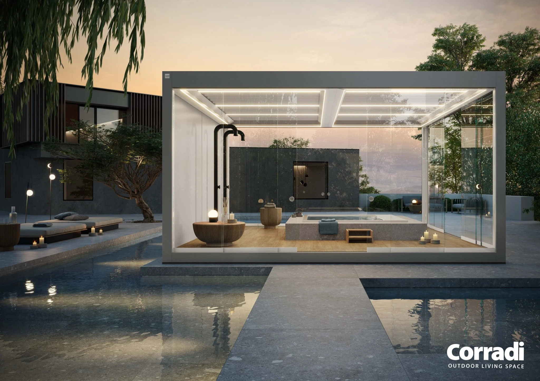 Pergola aluminium dans le canton de Vaud – bioclimatique et toile rétractable sur mesure