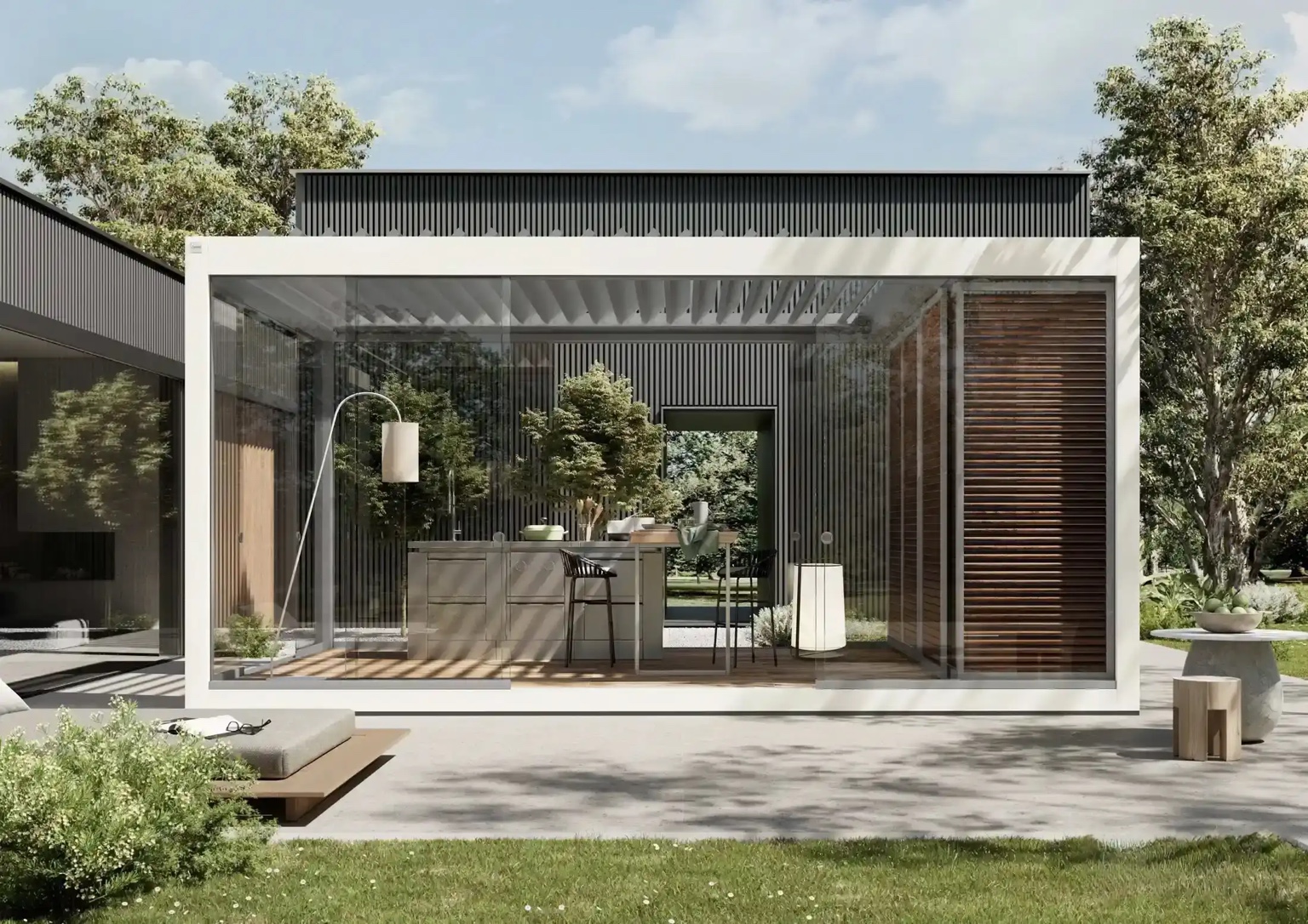 Pergola aluminium à Morges – installation bioclimatique et toile rétractable sur mesure